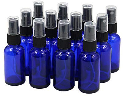Topsky 12 Pezzi 30 ml flacone spray vuoto, in vetro resistente ai raggi UV con nebulizzatore fine, ideali per oli essenziali, profumi (Blu)