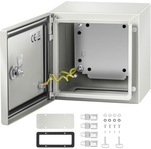 VEVOR NEMA Steel Enclosure, 8 x 8 x 6 NEMA 4X Steel Electrical Box, IP66 Waterproof & Dustproof, Outdoor/Indoor Electrical Junction Box, with Mounting Plate