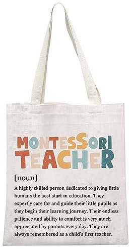 GJTIM Montessori Lehrer-Tragetasche, Kindergartenlehrer, Geschenk, frühkindliche Erzieher, Wertschätzung, Geschenk, Lehrer, Sachen, Tasche, Montessori Lehrertasche, modisch