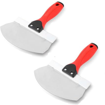 Exogio Cucharón de Cubo de 2 Piezas para Paneles de Yeso, Yeso CucharóN de Cubo de Acero Inoxidable - Hoja Curva Contorneada de 6.5 Pulgadas para Pintura, Mortero