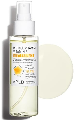 APLB Retinol Vitamin C Vitamin E Mist Essence | RETINOL VITA CEN™ 19.4% 3.55 FL.OZ/Korean Skincare, Replenishing moisture, Revitalize for gentle and improve skin texture through Retinol