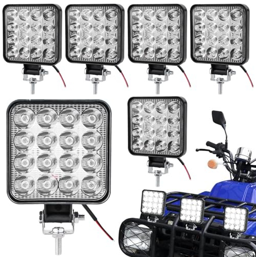 6-pack LED-arbetsstrålkastare, 48 W offroad-LED-strålkastare, extra 12 V/24 V, arbetsstrålkastare, IP67 vattentät backljus för bilar, stadsjeepar, traktorer eller tung utrustning.