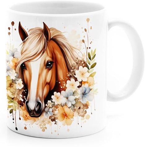 SpecialMe® Tasse Pferde-Motive Wintermotive XMAS Geschenk für Pferde-Liebhaber Pferdefans Mädchen 5 weiß standard