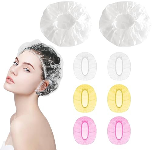 100 Pezzi Cuffie per Capelli da Doccia Monouso + 200 Pezzi Monouso Doccia Cuffie Orecchio Impermeabili,Cuffia da Doccia Monouso,Trasparente Monouso Doccia, Impermeabile, per casa e hotel, Bagno,ect