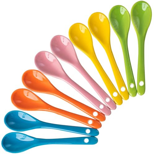 10 Pezzi Cucchiai per Uova in Porcellana Colorata Cucchiaio in Ceramica Cucchiaini da Caffè,Cucchiai in Ceramica per da Tè,Cucchiaio da Dessert,Cucchiaini Caffe Piccoli,per Tè,Dessert,Caffè