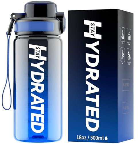 Mevoly Borraccia Bambini 500 ML, Borraccia Palestra con Orari per Bere, Borraccia Sportiva Motivazionale 0,5 L senza BPA, Antigoccia, Trasparente Bottiglia Acqua per Scuola, Trekking, Asilo