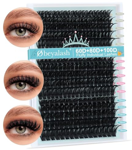 Fluffy Ciglia Finte Ciuffetti 60D+80D+100D Thick Extension Ciglia Ciuffetti Ciglia Finte D Curl Ciuffetti Ciglia 10-18mm Extension Ciglia Ciuffetti 275pcs Individual DIY Lash Extensions