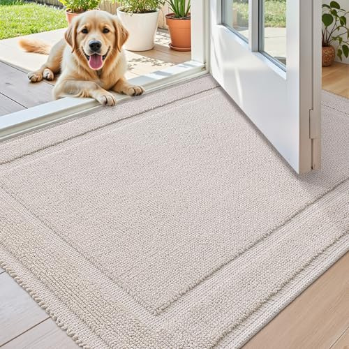 COLOR&GEOMETRY Zerbino d'Ingresso 50x80cm, Sporco Zerbino Absorbentes, Tappeto Ingresso Interno ultrasottile, per Ingresso, Porta e Corridoio, Bordo beige