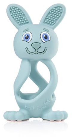 Brush-Baby - Bobbie Bunny Teether Toy, Eucalyptus Green - Fun, Engaging, Sensory Teething Toy for Babies 0-3 Years - BPA Free, Soft Silicone - for Gum Relief & Oral Development
