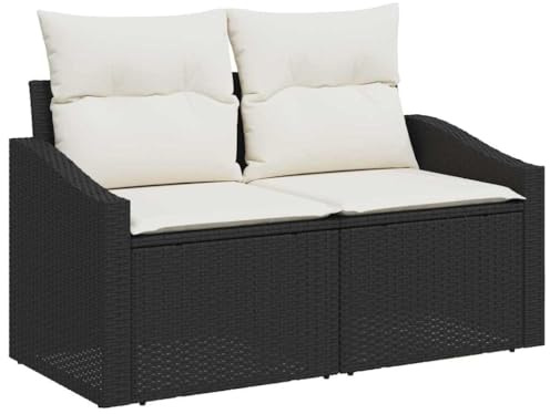 vidaXL Trädgårdsoffa med kudde 123 x 62 x 69 cm konstrotting