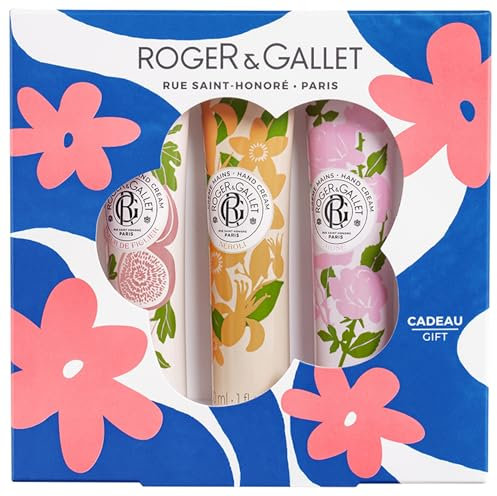 Roger & Gallet – Coffret Cadeau Trio Crèmes Mains Bienfaisantes 3x30 ml – Fleur d’Osmanthus, Gingembre Rouge & Bois d’Orange – Cadeau femme – Hydratation, douceur et senteurs envoûtantes