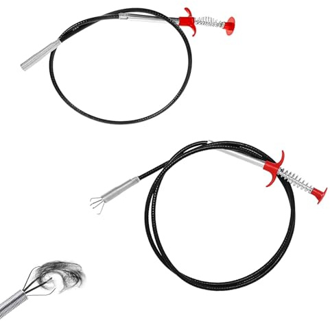 MYLERCT 2 Piezas Alambre Desatascador Tuberias, Retráctil Cable Desatascador Tuberias, 90 cm y 200 cm Pinza de Garra Flexible, Diseño de Cuatro Garras Pinza Limpieza Tubería, para Inodoros, Desagües