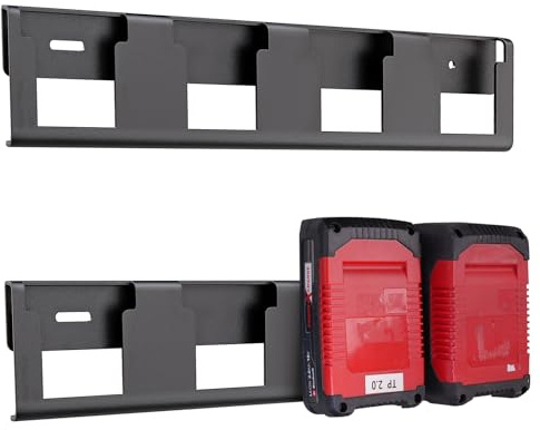 otuiaim Wandhalterung kompatibel mit Einhell Power X-Change 18V & 36V Akkus - Akku Halter Rack aus Stahl, Platz für 4 Werkzeugakku, Aufbewahrung für Garage, Werkstatt, Schuppen, Zuhause