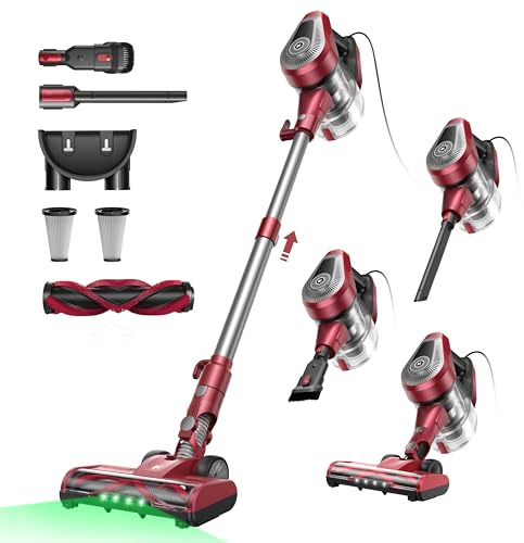 Vexilar C8 6-in-1 Staubsauger, 60KPa Staubsauger mit Kabel, 600W Vacuum Cleaner, 7M Handstaubsauger, Stielstaubsauger mit Kabel mit Bürstenrolle, 1.5L Staubbehälter mit Handgriff für Tierhaare