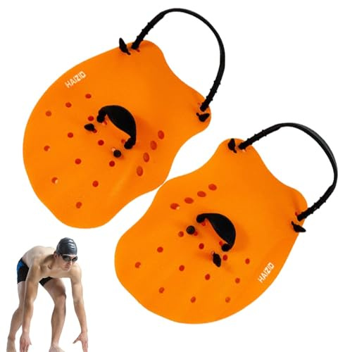 Palas de natación – Guantes de natación ajustables de silicona con palmeadas, equipo de natación para niños para ejercicios, clases, coloridas ayudas de natación para adultos para el entrenamiento de