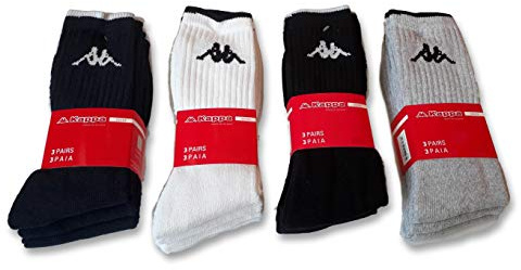 Kappa 6 Pares de Calcetines de Tenis de Rizo de Algodón Ring MOD. K002, Negro , 45-47