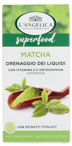 L'Angelica, Matcha, Integratore Drenante, Favorisce il Drenaggio dei Liquidi Corporei, Senza Lattosio, Senza Glutine, Vegan, Formato: 60 Compresse