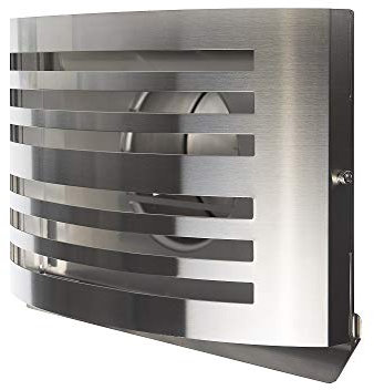 Premium Abluftgitter Lüftungsgitter Küchenabluftgitter Dunstabzugsgitter Anschlussstutzen Edelstahl Überdruckgitter mit isolierter Rückstauklappe (125mm, Edelstahl gebürstet)