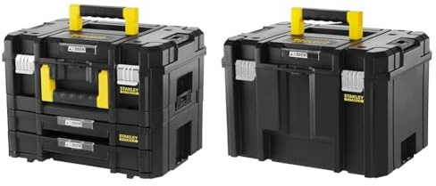 Stanley FatMax Pro-Stack Werkzeugkoffer Combo, FMST1-71981 & Stanley FatMax Werkzeugkoffer / Werkzeugkasten TSTAK VI, 23L Fassungsvermögen, mit Metallschließen und herausnehmbarer Trage, FMST1-71971