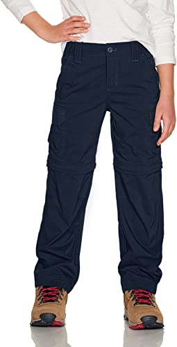 CQR Kids Youth Hiking Cargo Pants, UPF 50+ Quick Dry Convertible Zip Off Pants, Outdoor Camping Pants, Convertible Navy, X-Large