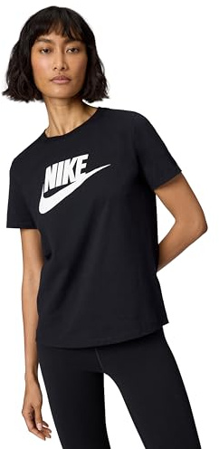 Nike SW Essntl Maglietta da Escursionismo, Nero/Bianco, L Donna