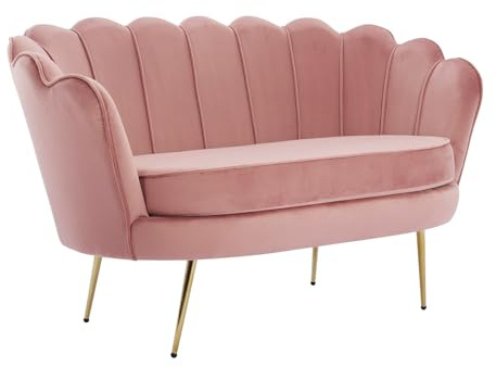 Pascal Morabito - Sofá de 2 plazas de Terciopelo Rosa Dandelion