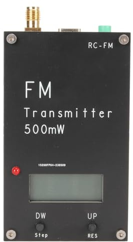 500mW FM Transmitter with LCD Screen 2000M, Adjustable Frequency, USB Type C Port for Ordinary Radio Reception