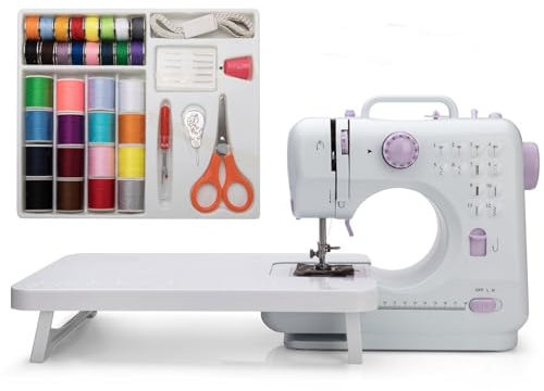 Mini Sewing Machine by chooling (Extension stand, Sewing Supplies set included) - Electric Overlock Sewing Machines - Small Household Sewing Handheld Tool CL-033-UK-A18