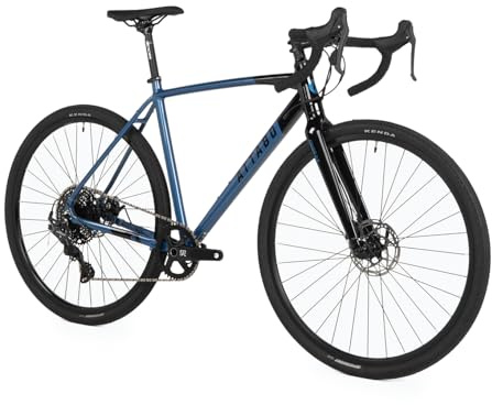 ATTABO Bicicleta Gravel Grado 2.0 con Cuadro de Aluminio 52 cm Manillar Ergonómico Frenos de Disco Mecánicos TEKTRO Azul Bici con Ruedas de 28 con Accesorios Sillín Ajustable 10 Velocidades