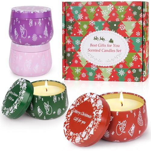 Duftkerze Weihnachten,Weihnachtskerzen,Duftkerzen Geschenkset für Frauen Aromatherapie Kerzen Set-80 Stunden Brennendauer Scented Candle Teelichter-GeschenkeFür Weihnachten/Neujahr/Geburtstag