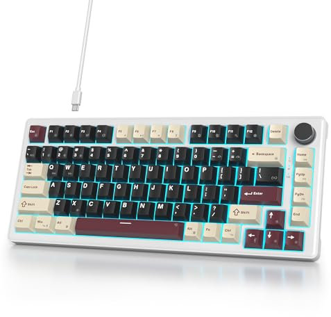 SbocKeeb Tastiera Meccanica 75% TKL, Layout Americano QWERTY,Gasket Tastiera Gaming 75% con Filo, RGB Retroilluminata,Hot-swap,Interruttore Lineare