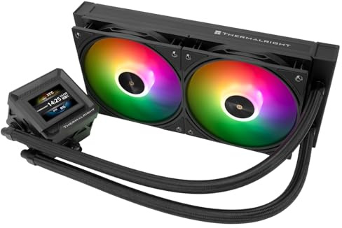 Thermalright FW 240 SE ARGB Black-AIO CPU Liquid Cooler,IPS LCD Screen with 320 * 240 Resolution,for AM4/AM5,Intel LGA1700/1851,2-inch Magnet-Absorbent LCD Screen for Images-Black,PC CPU Water Cooler