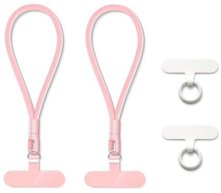 MORSUNBELA 2 unidades de cadena corta para teléfono móvil, correa corta universal para teléfono móvil, correa de muñeca, cordón rosa para teléfonos móviles, cámaras y llaves