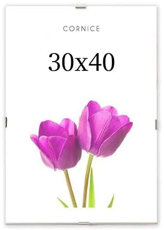 SUNLUX Cornice a Giorno Crilex 30x40 cm - Portafoto Trasparente con Clip in Metallo, Cornice Senza Bordo per Foto, Poster, Stampe e Certificati