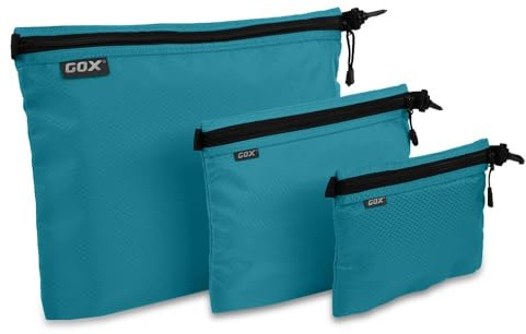GOX 3 Pack Travel Toiletry Bag for Men Carry On Packing Organizer Zipper Pouch Portable Cosmetic Pouch Accessory Document Electronics (Turquoise)