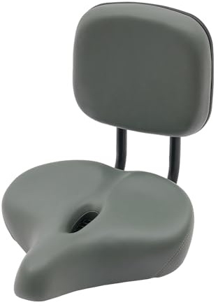 Selle de vélo extra large avec dossier pour hommes et femmes Selle de vélo confortable pour vélo de ville Tricycle Gris Hauteur du dossier réglable : 10-15 cm