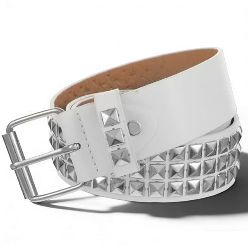 Xinjoduz Ceinture gothique punk en cuir cloutée Y2k style scène Emo gothique Rock Rivet avec clous pyramides en métal brillant pour homme et femme