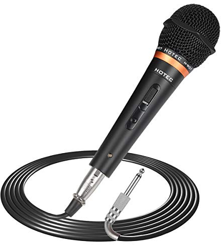 HOTEC Premium Vocal Dynamic Handheld Microphone with 19ft Detachable XLR Cable and ON/Off Switch (Metal Black) (H-W07)