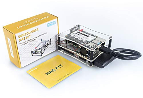 SUNFOUNDER NAS Kit for Raspberry pi 4B 3B+ 3B 3A+ 2B, NAS Hat, Dual fan, Micro SD card Included