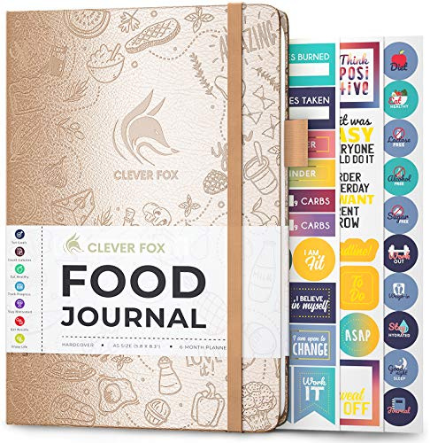 Clever Fox Food Journal - Daglig matdagbok, måltidsplanerare för att spåra kalorier och näringsämnen, viktminskningsspårare anteckningsbok, A5 (pärla)
