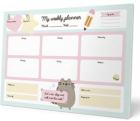 Grupo Erik - Bloc Notes A3 Semainier Pusheen Foodie Collection | Sous-Main Bureau, Planner Hebdomadaire | Papeterie de Bureau, Fournitures Scolaires, Organisateur de bureau