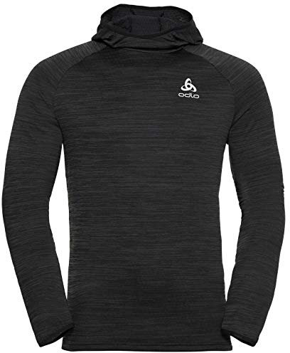 Odlo Laufshirt Herren Langarm Essential Thermal I Sport Shirt Männer I Sport Oberteil I Midlayer I Fitness Shirt Langarm Sport Shirt mit Kapuze I Herren