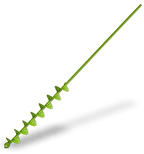 32 x 2 Upgraded Elongated Auger Drill Bit- No Need to Squat Post Hole Digger,100% Solid Barrel Extended Length Intensive Blades Heavy Duty Green Auger Drill Bit for Planting for 3/8 Hex Drive Drill
