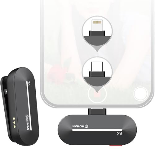 Moman Microfono Solapa Inalambrico, CP1(C) Mic Lavalier【Type-C】 2,4 GHz Wireless Microphone Plug&Play para Android Móvil Tablet Youtube Vlog Live Streaming, Micrófono-Inalámbrico-Wireless-para-Movil