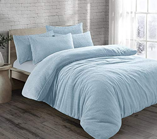 EXQUIZIT HOME® Set di biancheria da letto con copripiumino in pile effetto orsetto – Set di biancheria da letto in pile effetto orsetto super morbido con federe – Caldo e accogliente copripiumino
