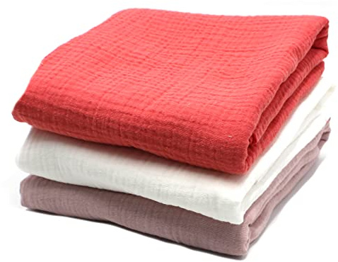 VmG-Store 3 x muslinset om 0,5 m x 1,35 m, dubbel Gauze-tyg, 100 % bomullstyg, Tex Standard 100 (set om 3 vardera 0,5 m, set 10)