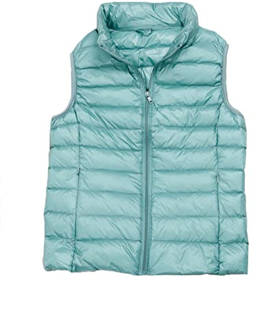 ORANDESIGNE Gilet Duvet Femme Zip Up Doudoune sans Manche Grande Taille Veste Automne Hiver Blouson Casual Compressible Manteaux sans Manche Ultra Légère Veste Manteau Gilets B Bleu Clair M