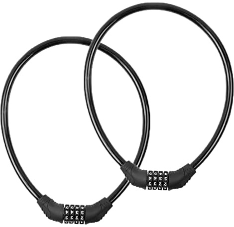 2 PACK Bike Locks Cable,Anti Theft Bicycle Lock Chain,4 Digit Security Resettable Bike Combination Lock Self Coiling Combination Cable Combo Bike Locks Without Mounting Bracket,2 Feetx1/2 Inch (Black)