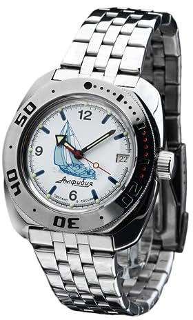 Strela Vostok Vostok Amphibian 2416/710615 20 ATM Reloj de buceo militar resistente al agua hasta 200 m automático ruso mecánico automático reloj de cuerda automática de Rusia, pulsera, pulsera