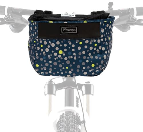 Po Campo Crescent Bicycle Basket – Bike Basket for Adults and Teens – Handlebar Bag for Cycling – Waterproof Fabric, Colorful, Front Handlebar Bike Bag for Women, Men, Kids (Bubbly)